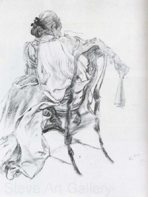 Carl Larsson Rococo Model Charcoal Germany oil painting art